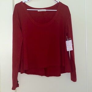 NWT free people red shirt with buttons size: XS